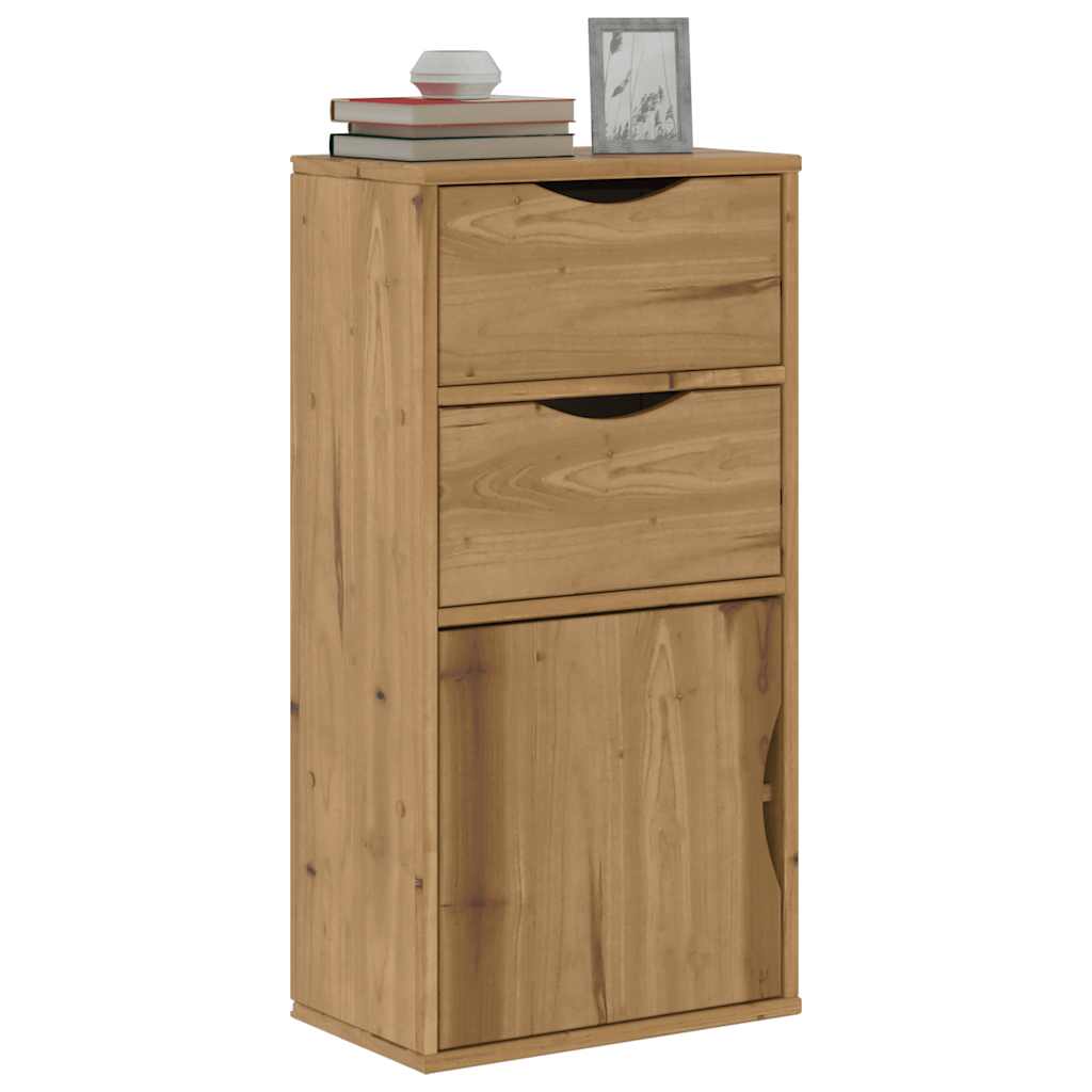 vidaXL Bijzetkast met lades ODDA 40x24x79 cm massief grenenhout - Aashly