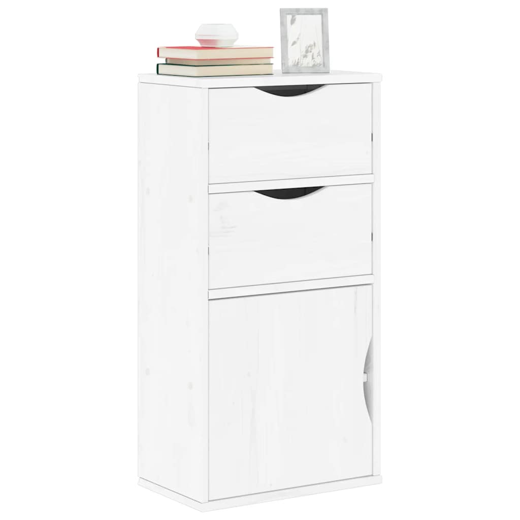 vidaXL Bijzetkast met lades ODDA 40x24x79 cm massief grenenhout - Aashly