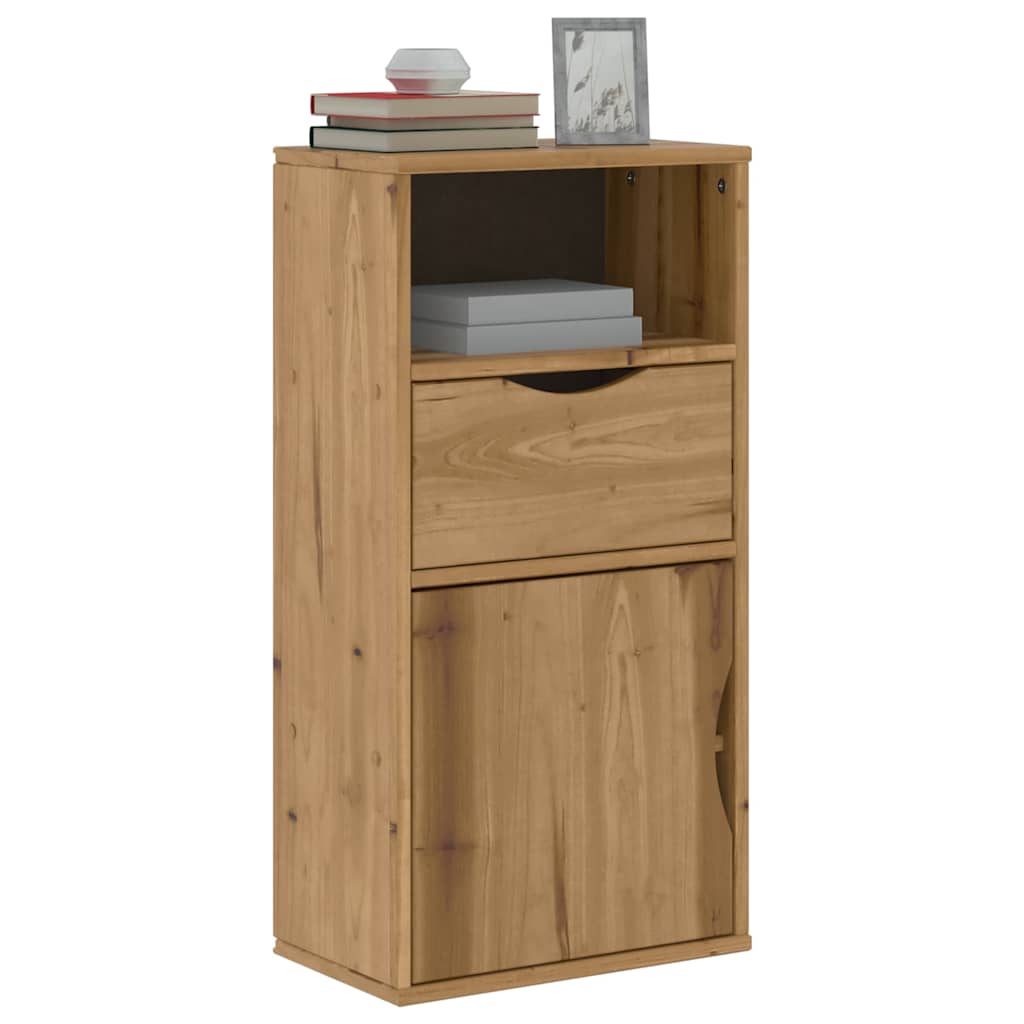 vidaXL Bijzetkast met lades ODDA 40x24x79 cm massief grenenhout - Aashly