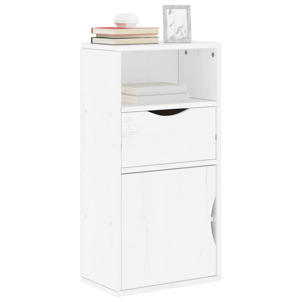 vidaXL Bijzetkast met lades ODDA 40x24x79 cm massief grenenhout - Aashly