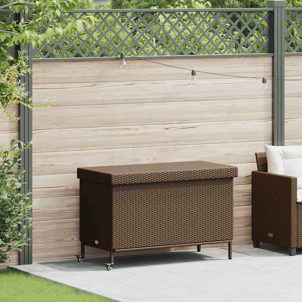 vidaXL Tuinbox met wielen 160x55x75 cm poly rattan zwart - Aashly