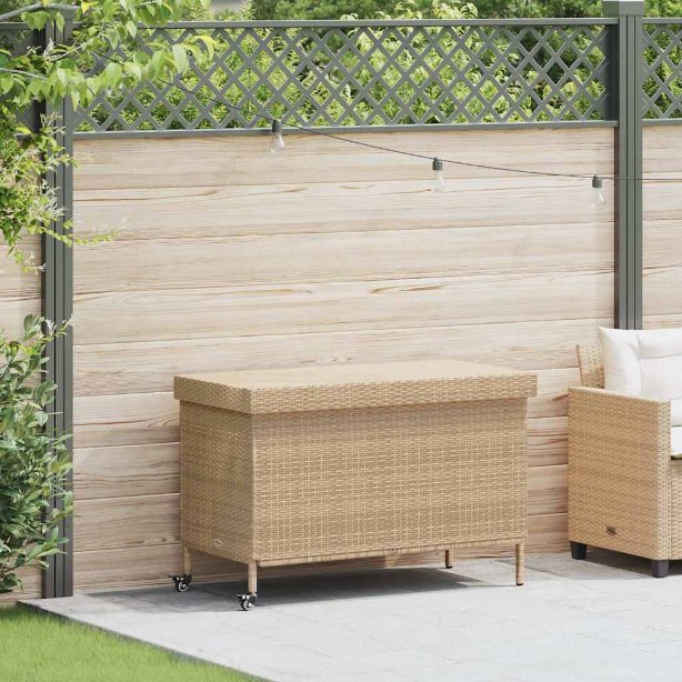 vidaXL Tuinbox met wielen 160x55x75 cm poly rattan zwart - Aashly