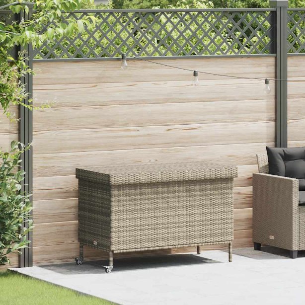 vidaXL Tuinbox met wielen 160x55x75 cm poly rattan zwart - Aashly