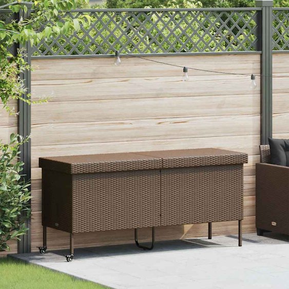 vidaXL Tuinbox met wielen 160x55x75 cm poly rattan zwart - Aashly