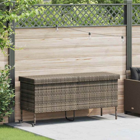 vidaXL Tuinbox met wielen 160x55x75 cm poly rattan zwart - Aashly
