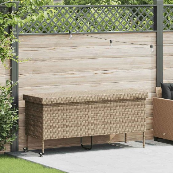 vidaXL Tuinbox met wielen 160x55x75 cm poly rattan zwart - Aashly