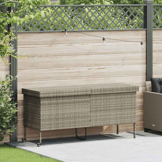 vidaXL Tuinbox met wielen 160x55x75 cm poly rattan zwart - Aashly