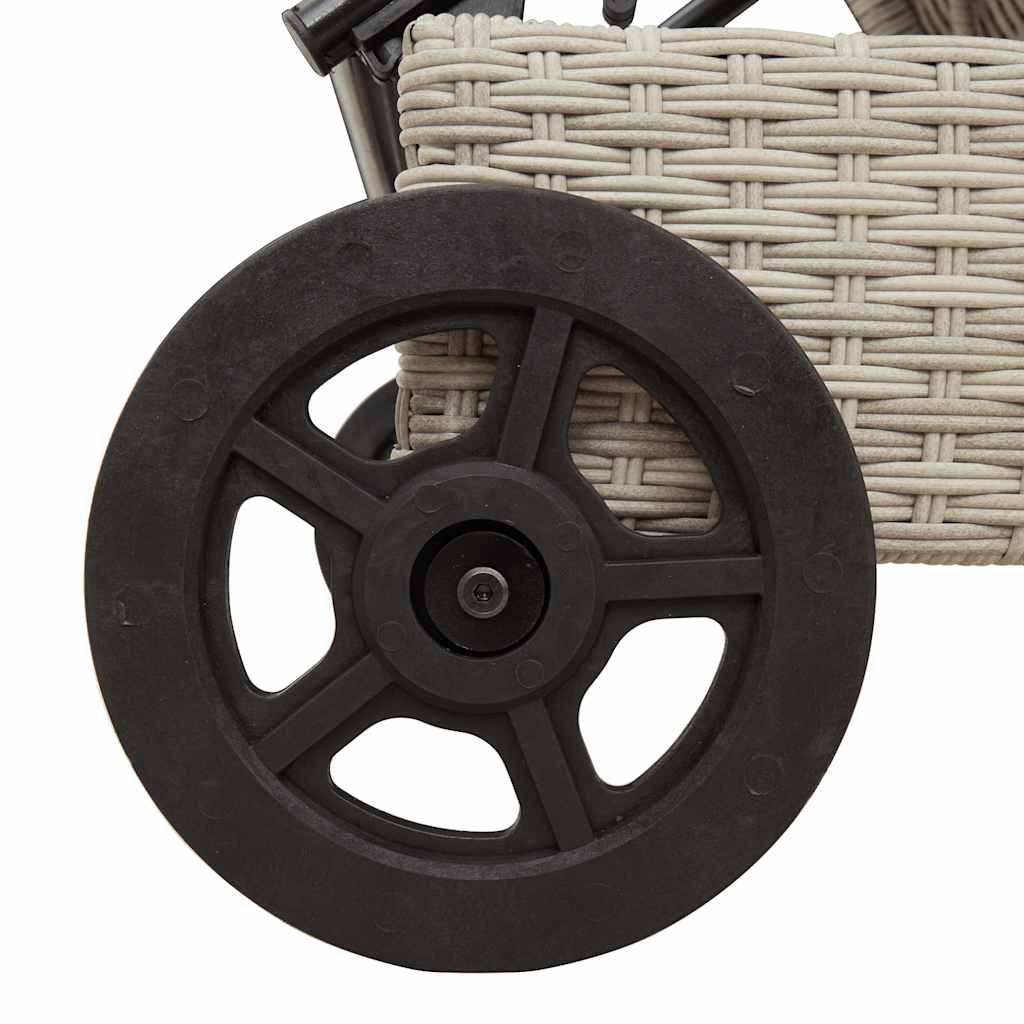 vidaXL Ligbed met wielen en kussen poly rattan beige - Aashly