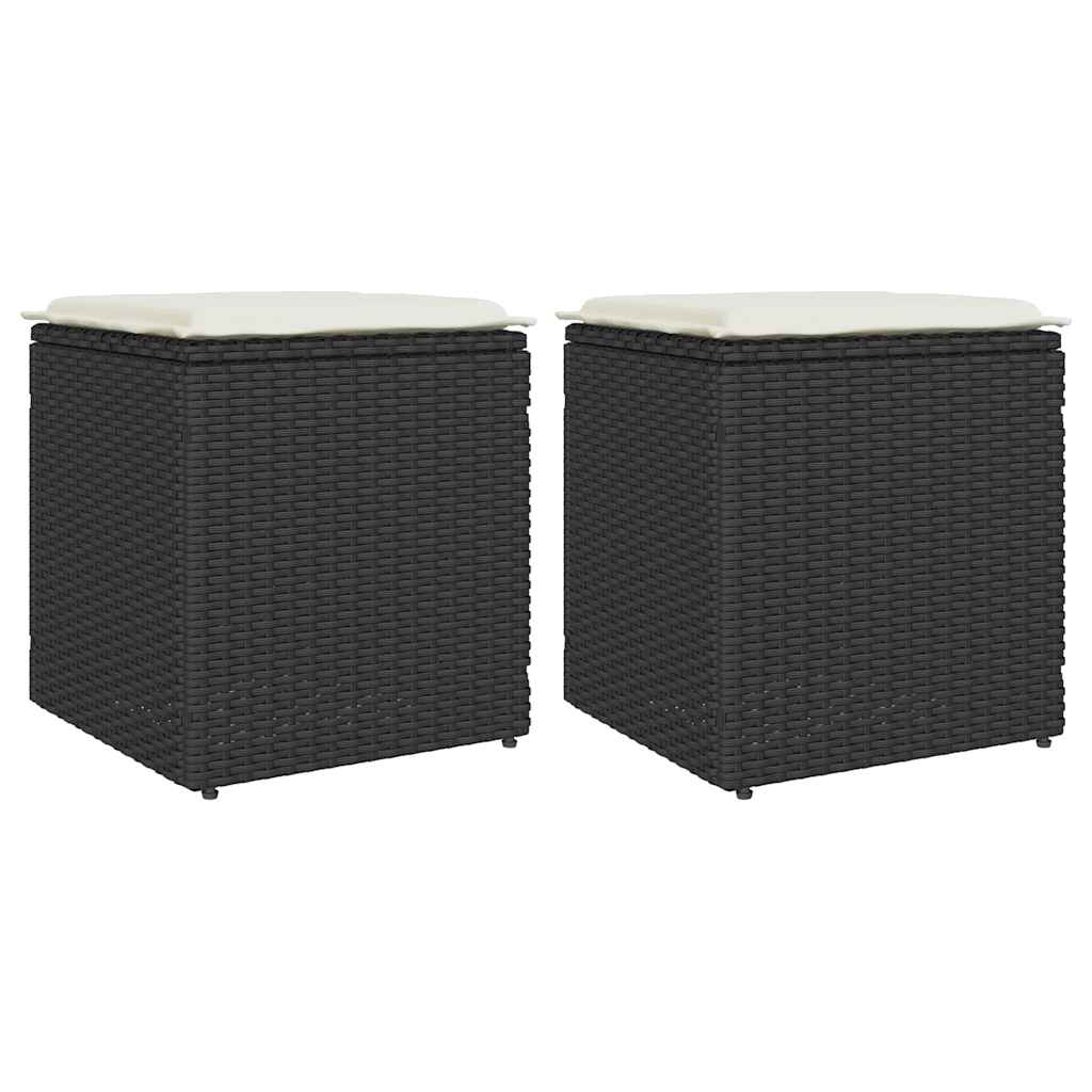 vidaXL Tuinkrukken met kussens 2 st 40x40x43 cm poly rattan bruin - Aashly
