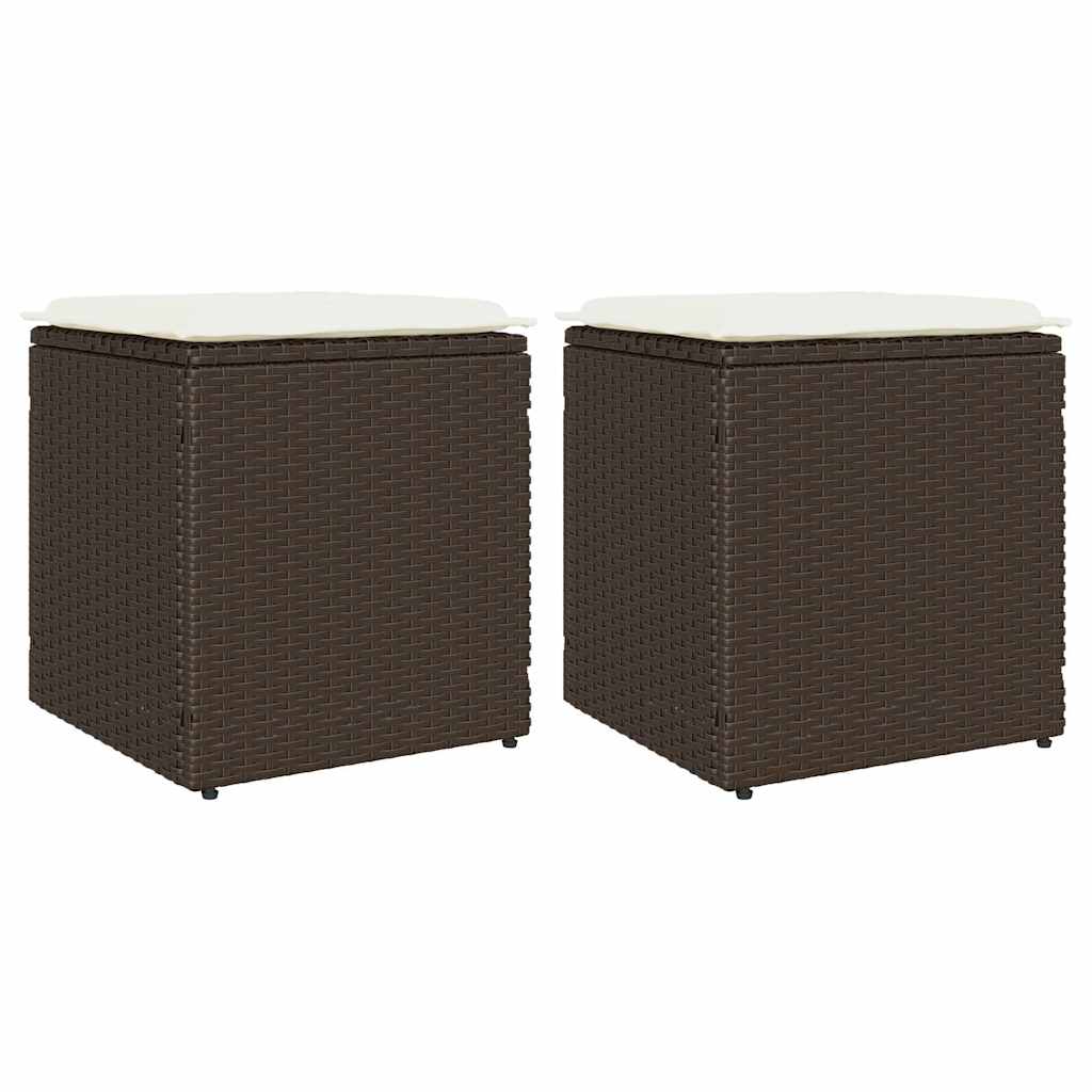vidaXL Tuinkrukken met kussens 2 st 40x40x43 cm poly rattan bruin - Aashly