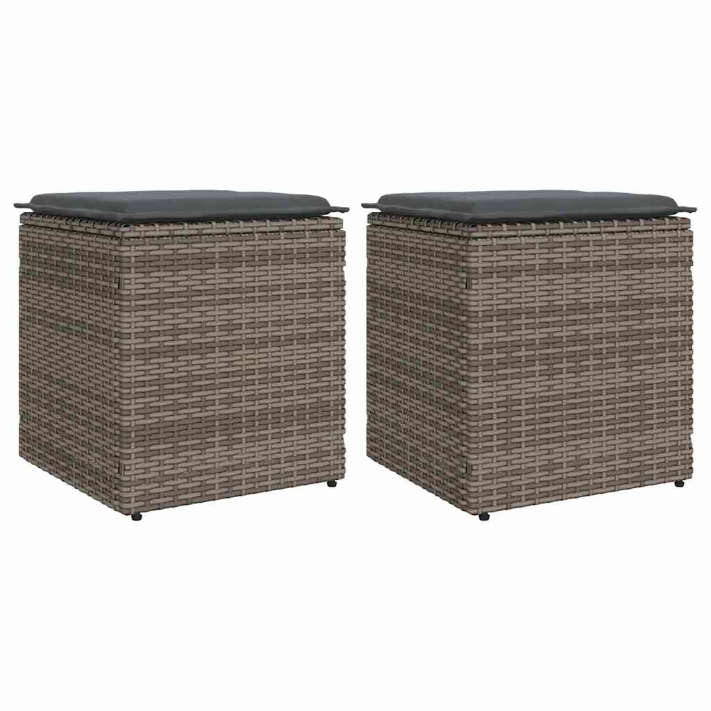 vidaXL Tuinkrukken met kussens 2 st 40x40x43 cm poly rattan bruin - Aashly