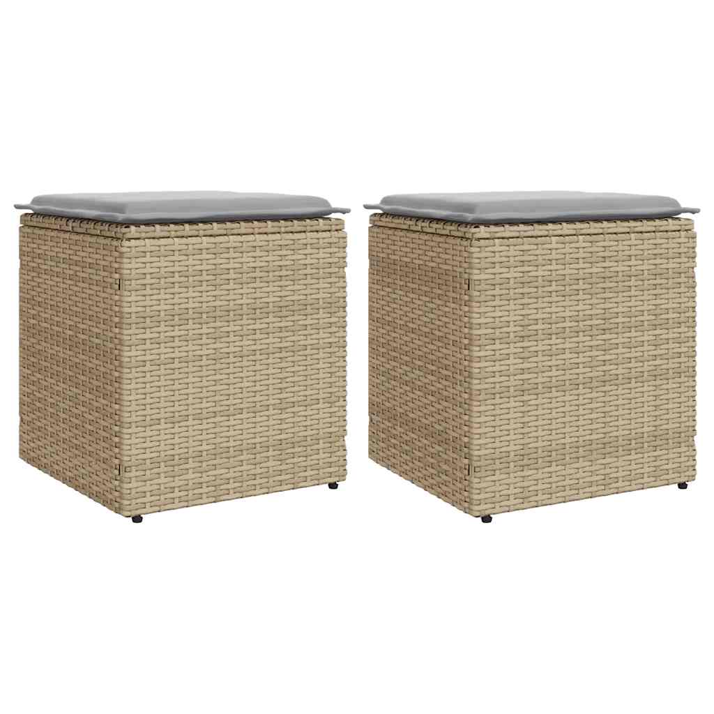vidaXL Tuinkrukken met kussens 2 st 40x40x43 cm poly rattan bruin - Aashly