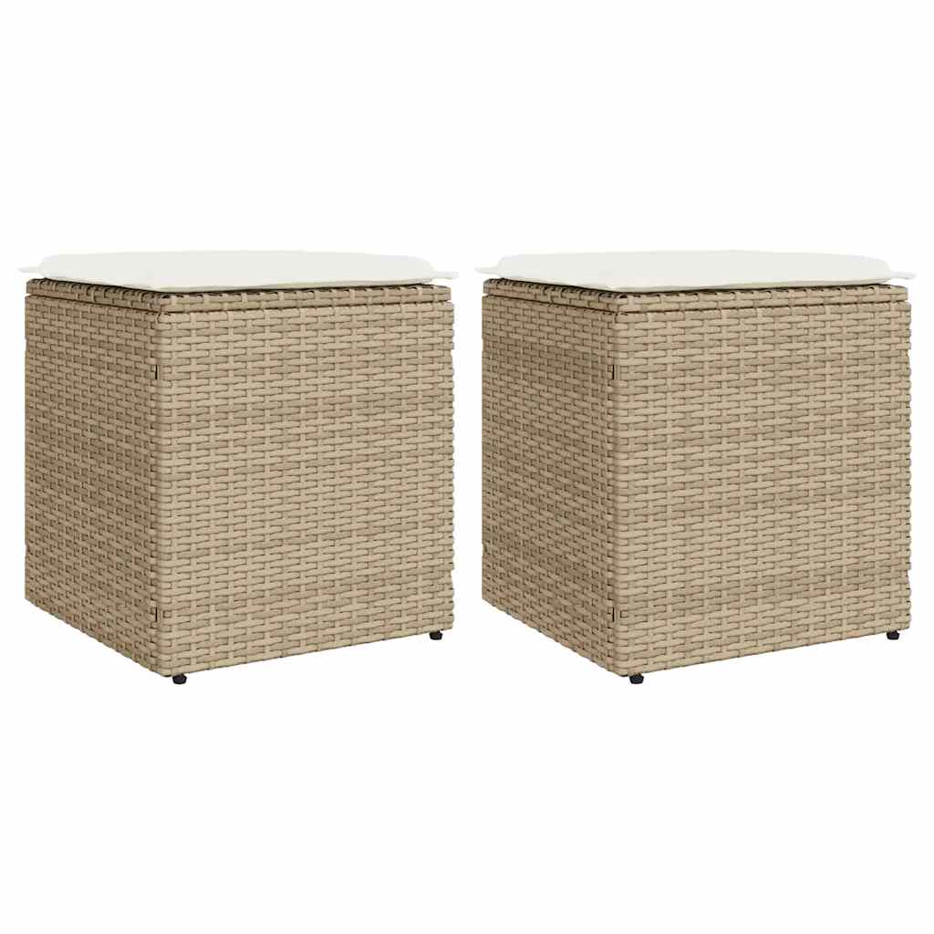 vidaXL Tuinkrukken met kussens 2 st 40x40x43 cm poly rattan bruin - Aashly