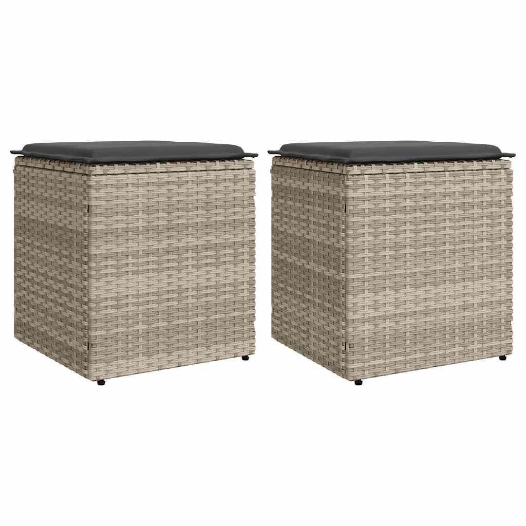 vidaXL Tuinkrukken met kussens 2 st 40x40x43 cm poly rattan bruin - Aashly