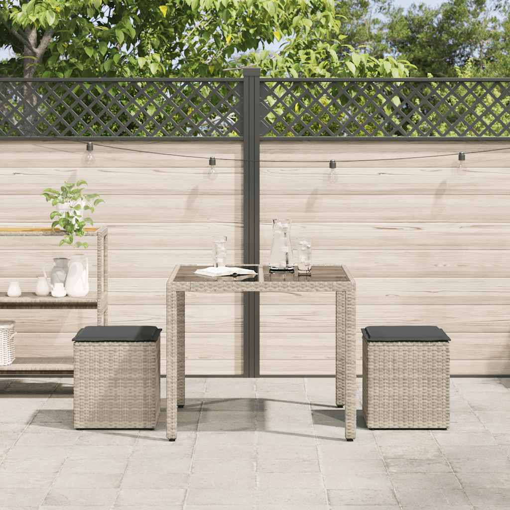 vidaXL Tuinkrukken met kussens 2 st 40x40x43 cm poly rattan bruin - Aashly