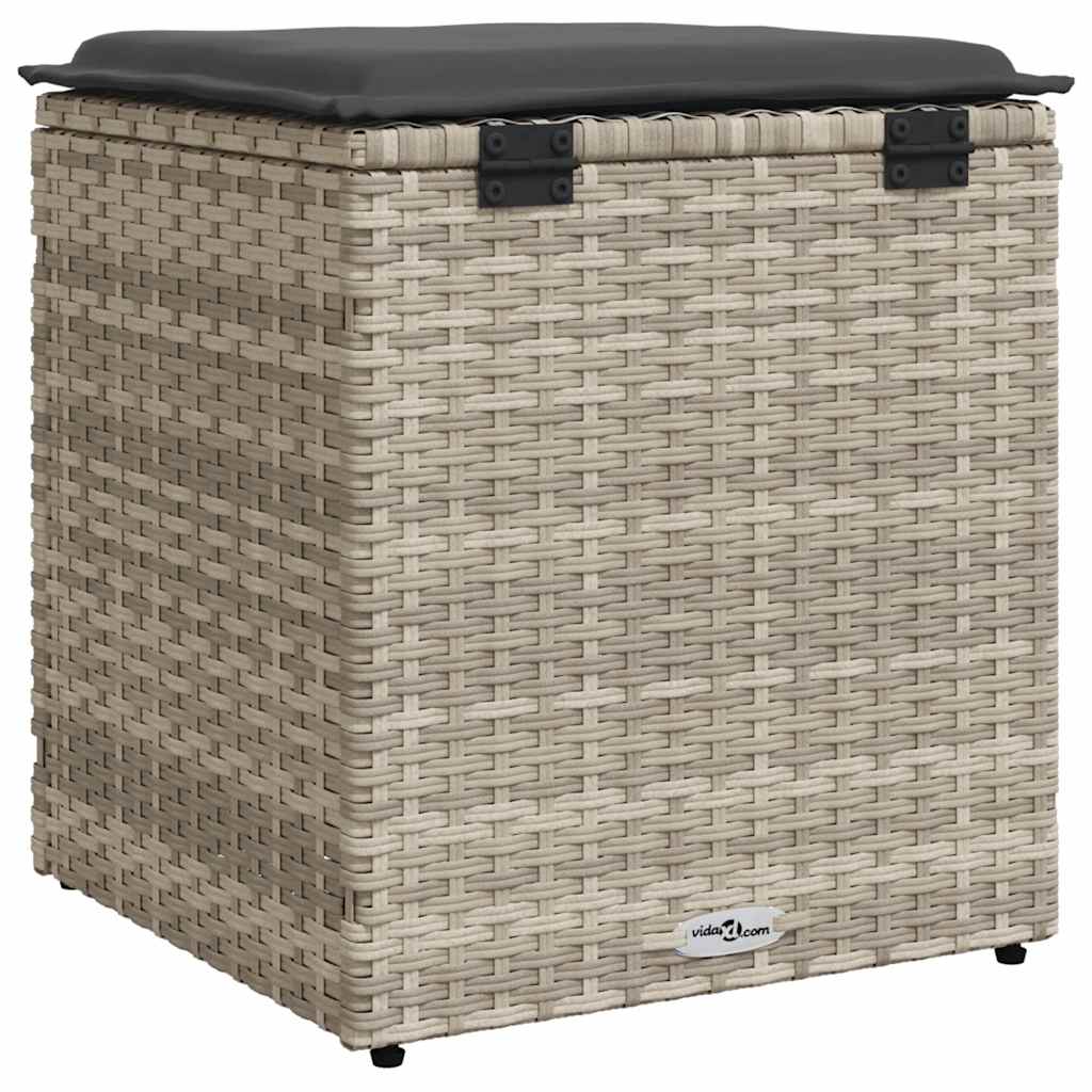vidaXL Tuinkrukken met kussens 2 st 40x40x43 cm poly rattan bruin - Aashly
