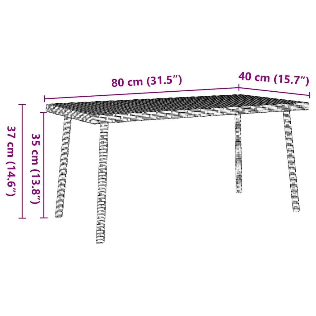 vidaXL Tuin salontafel rechthoekig 80x40x37 cm poly rattan bruin - Aashly