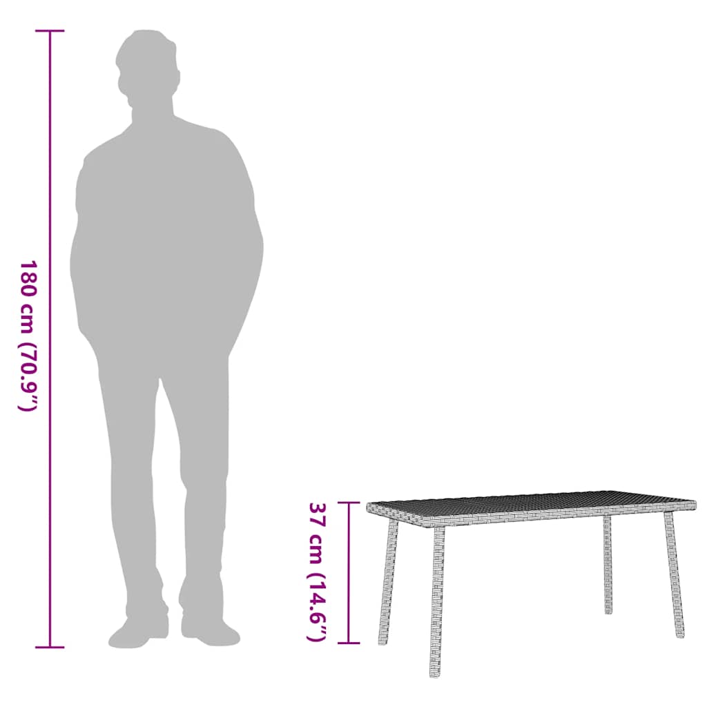 vidaXL Tuin salontafel rechthoekig 80x40x37 cm poly rattan bruin - Aashly