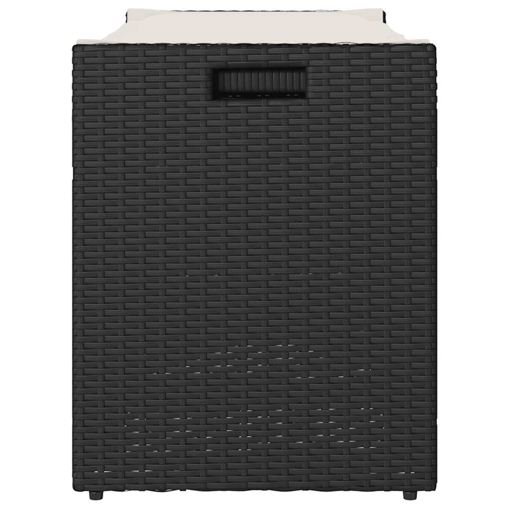 vidaXL Opbergbank met kussen voor buiten 100 cm poly rattan zwart