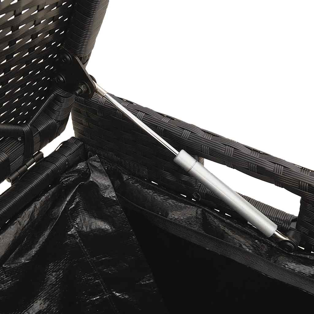 vidaXL Opbergbank met kussen voor buiten 100 cm poly rattan zwart