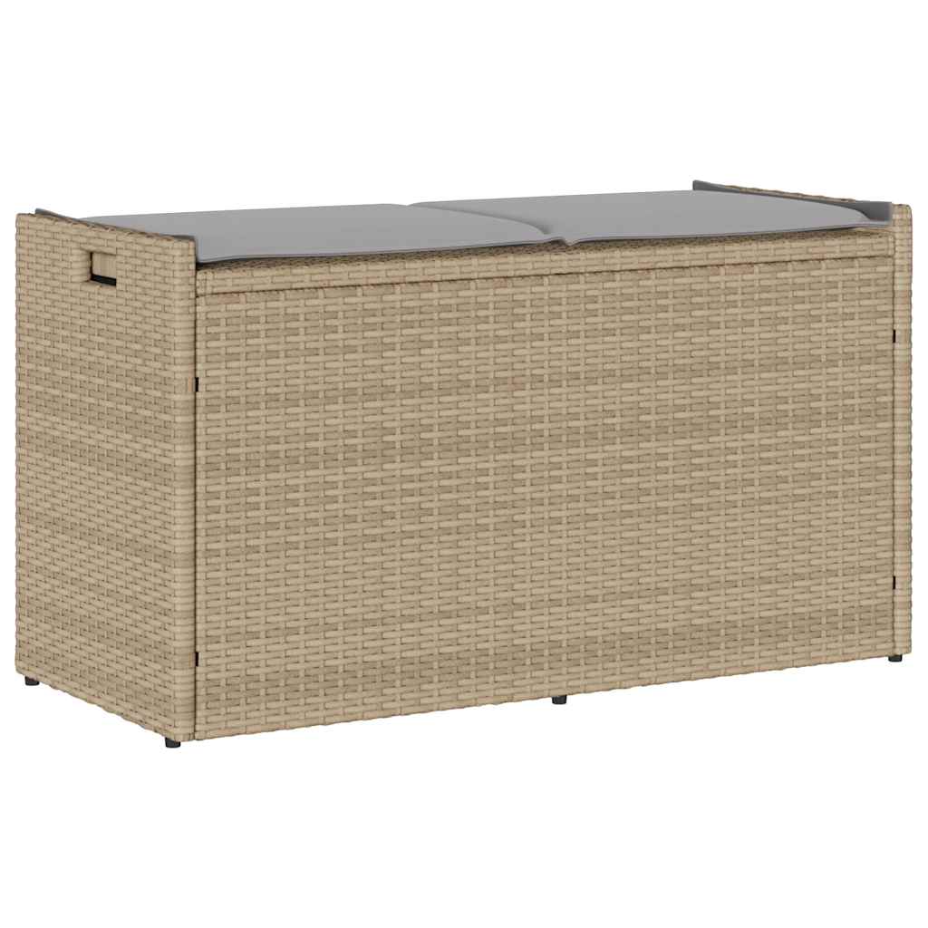 vidaXL Opbergbank met kussen voor buiten 100 cm poly rattan zwart
