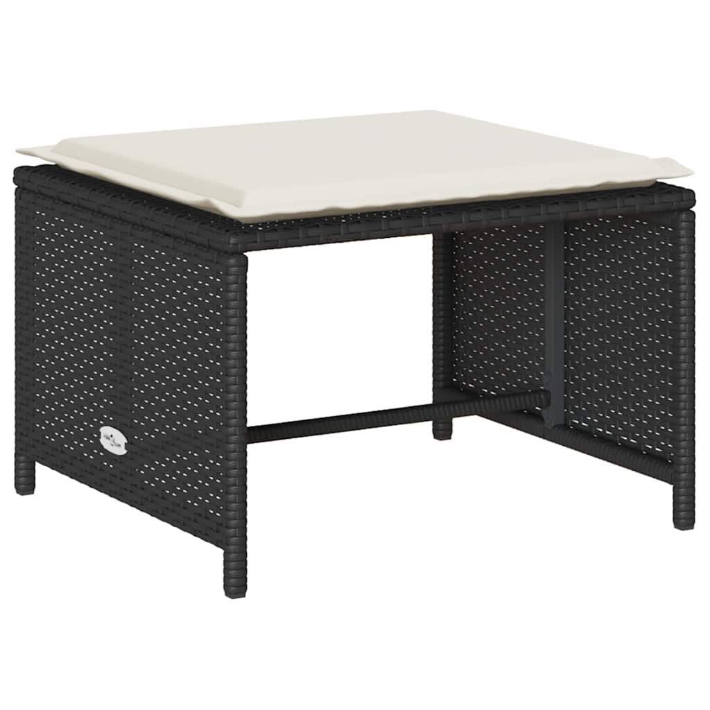 vidaXL 5-delige Tuinbankstel met kussens stapelbaar poly rattan bruin - Aashly