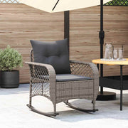 vidaXL Tuinschommelstoel met kussens poly rattan zwart - Aashly