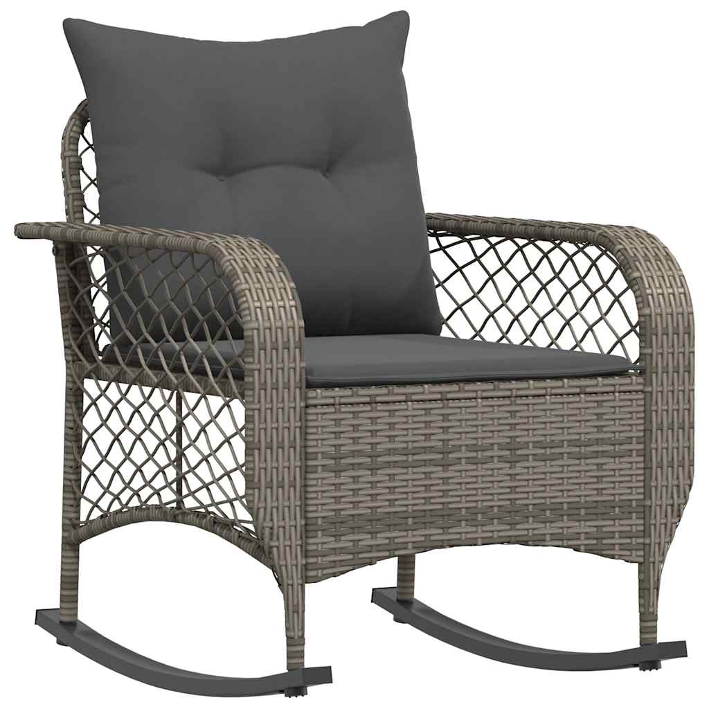 vidaXL Tuinschommelstoel met kussens poly rattan zwart - Aashly