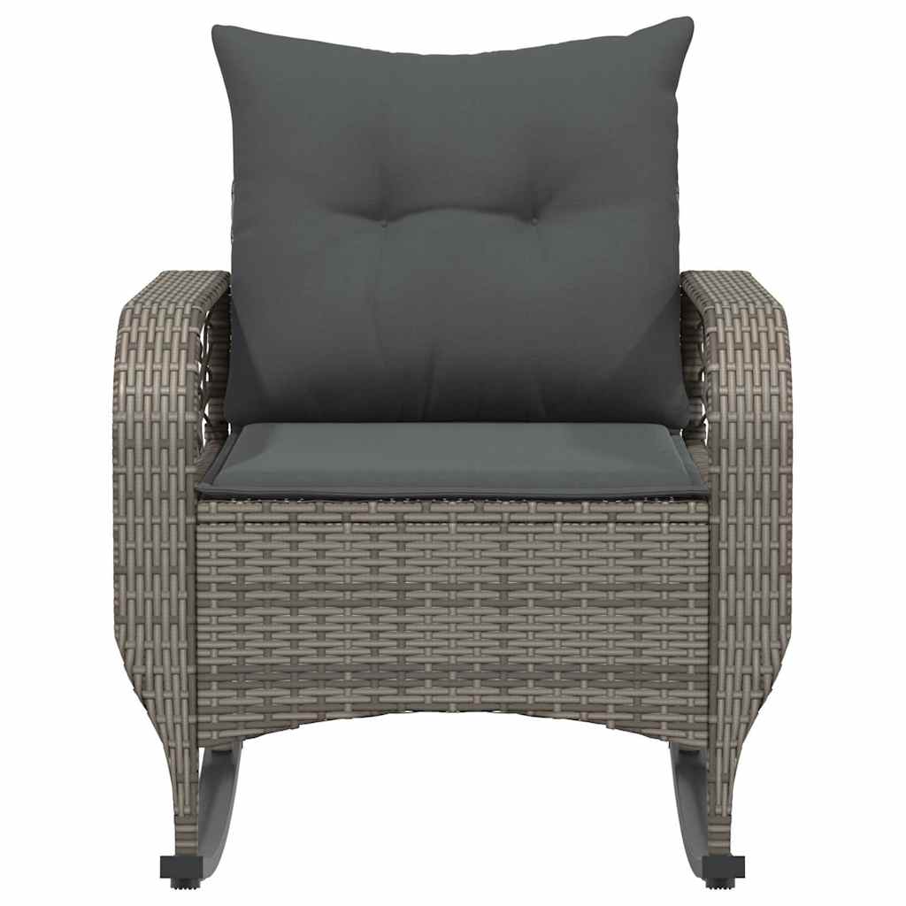 vidaXL Tuinschommelstoel met kussens poly rattan zwart - Aashly