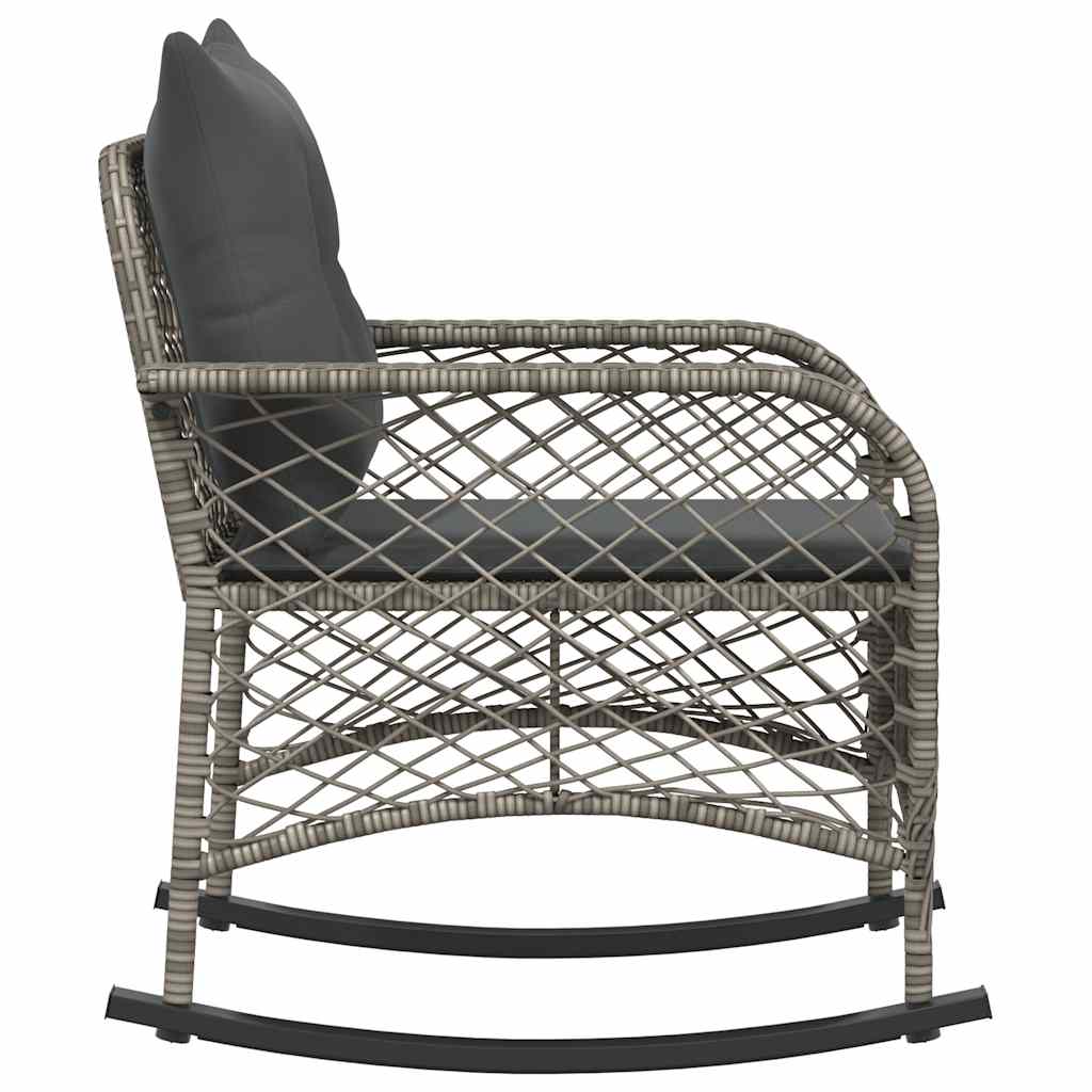 vidaXL Tuinschommelstoel met kussens poly rattan zwart - Aashly