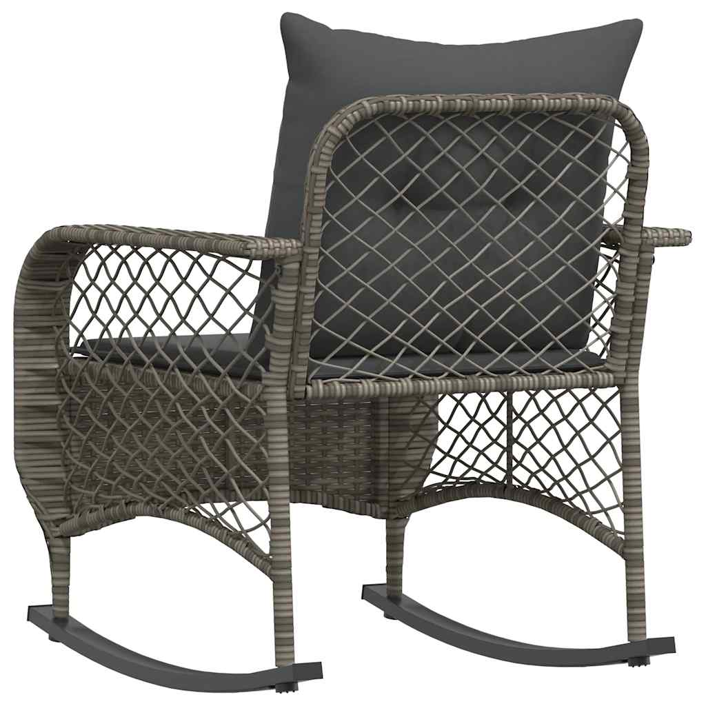 vidaXL Tuinschommelstoel met kussens poly rattan zwart - Aashly