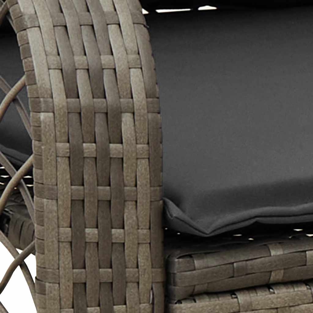 vidaXL Tuinschommelstoel met kussens poly rattan zwart - Aashly