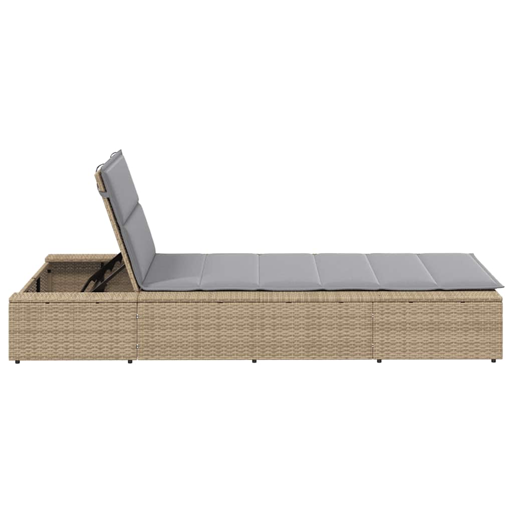 vidaXL Ligbed met zwevend kussen poly rattan bruin - Aashly