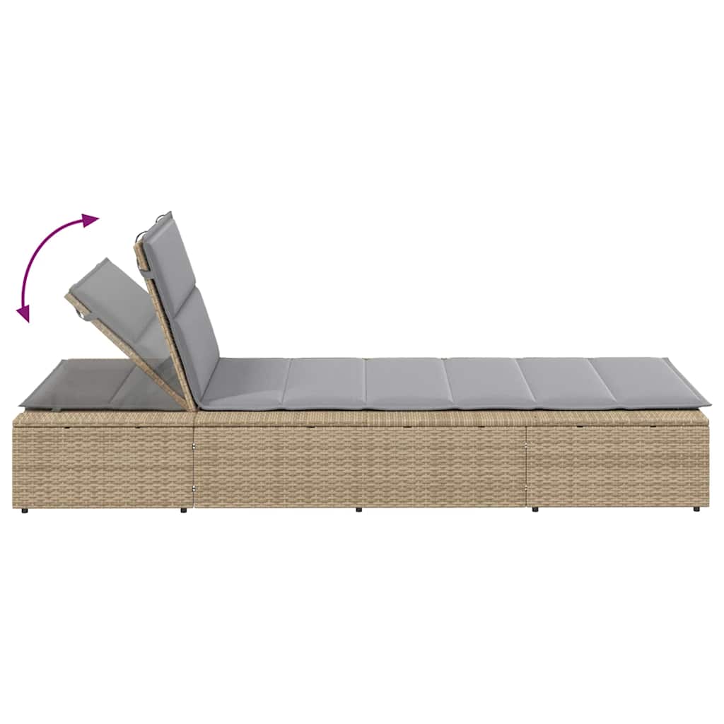 vidaXL Ligbed met zwevend kussen poly rattan bruin - Aashly
