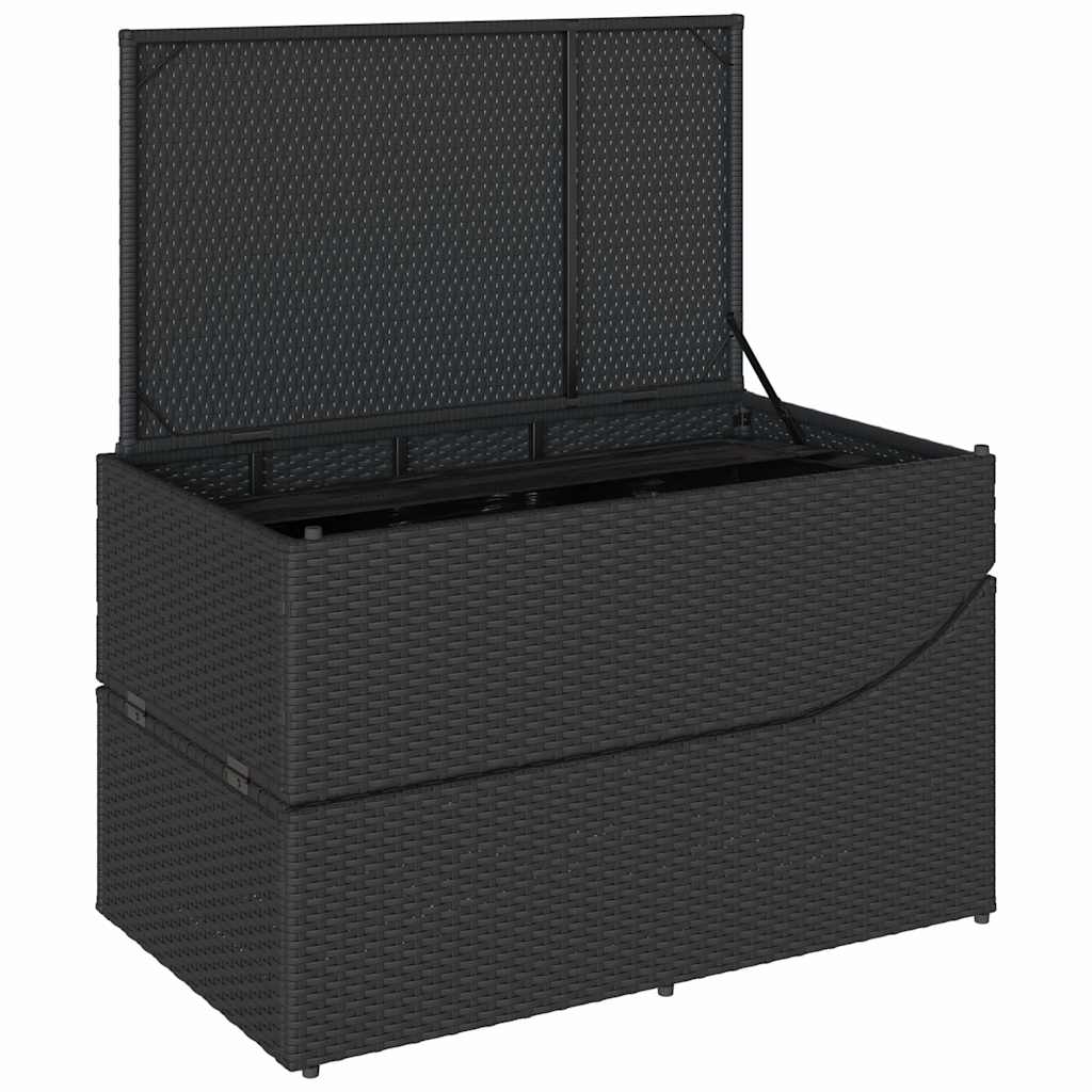 vidaXL Ligstoel inklapbaar met kussen opbergruimte poly rattan zwart - Aashly