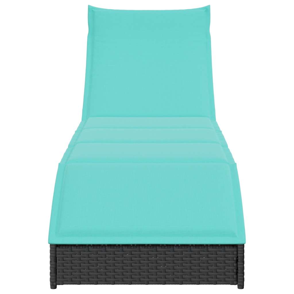 vidaXL Ligstoel inklapbaar met kussen opbergruimte poly rattan zwart - Aashly