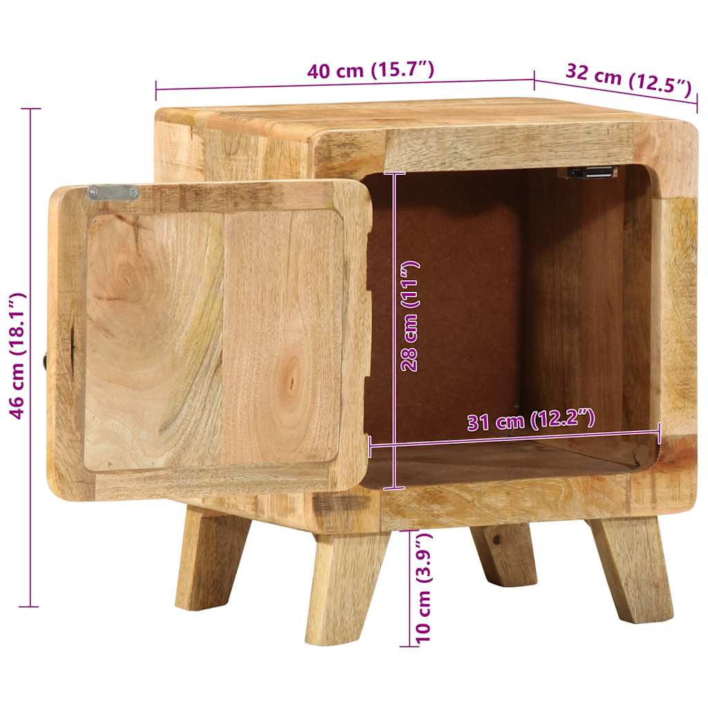 vidaXL Nachtkastje 40x32x46 cm massief ruw mangohout - Aashly