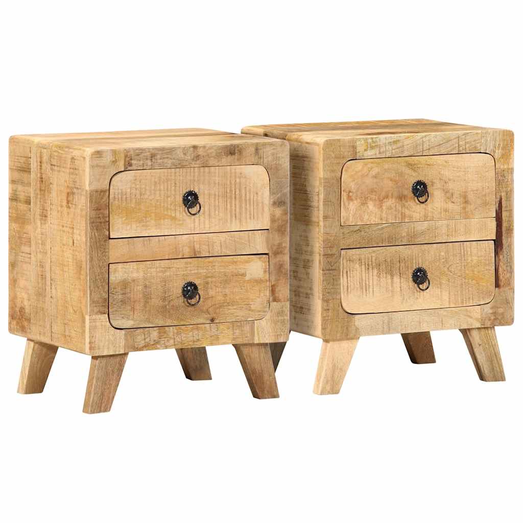 vidaXL Nachtkastje 40x32x46 cm massief ruw mangohout - Aashly