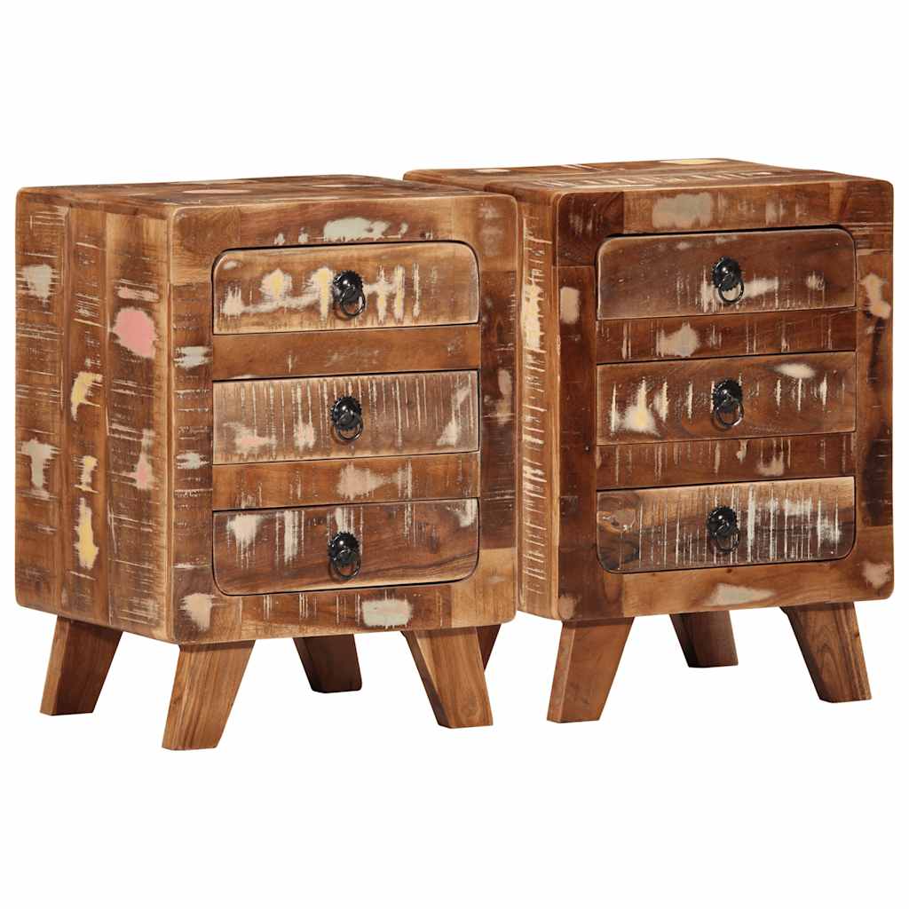 vidaXL Nachtkastje 2 st 37x32x50 cm massief gerecycled hout - Aashly