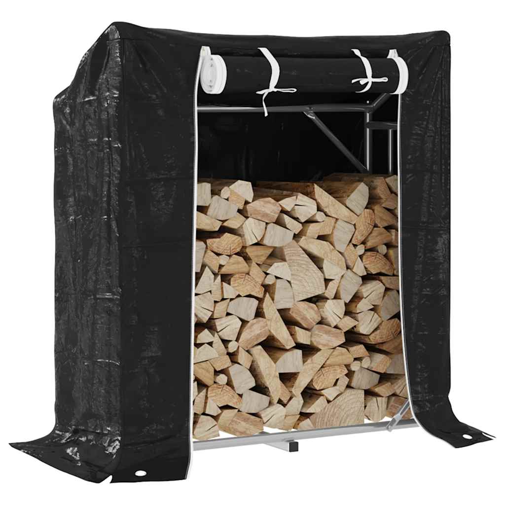vidaXL Haardhoutrek met regenhoes 100x100x200 cm gegalvaniseerd staal - Aashly