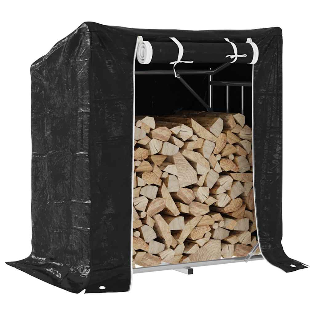vidaXL Haardhoutrek met regenhoes 100x100x200 cm gegalvaniseerd staal - Aashly