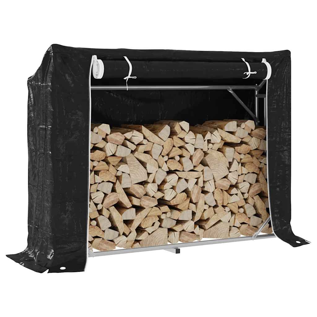 vidaXL Haardhoutrek met regenhoes 100x100x200 cm gegalvaniseerd staal - Aashly