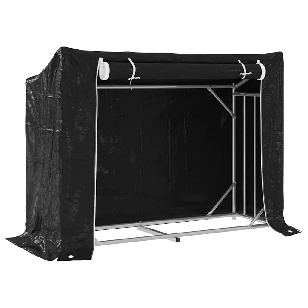 vidaXL Haardhoutrek met regenhoes 100x100x200 cm gegalvaniseerd staal - Aashly