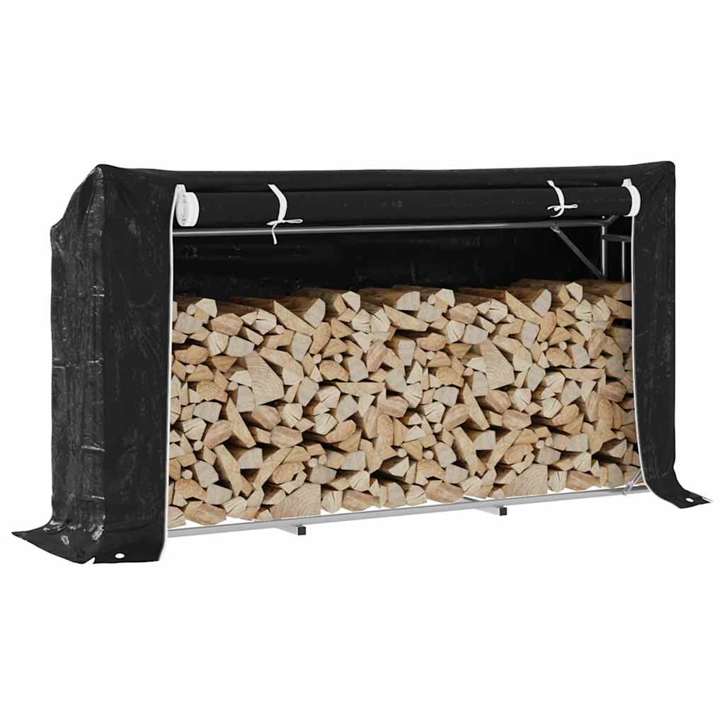 vidaXL Haardhoutrek met regenhoes 100x100x200 cm gegalvaniseerd staal - Aashly
