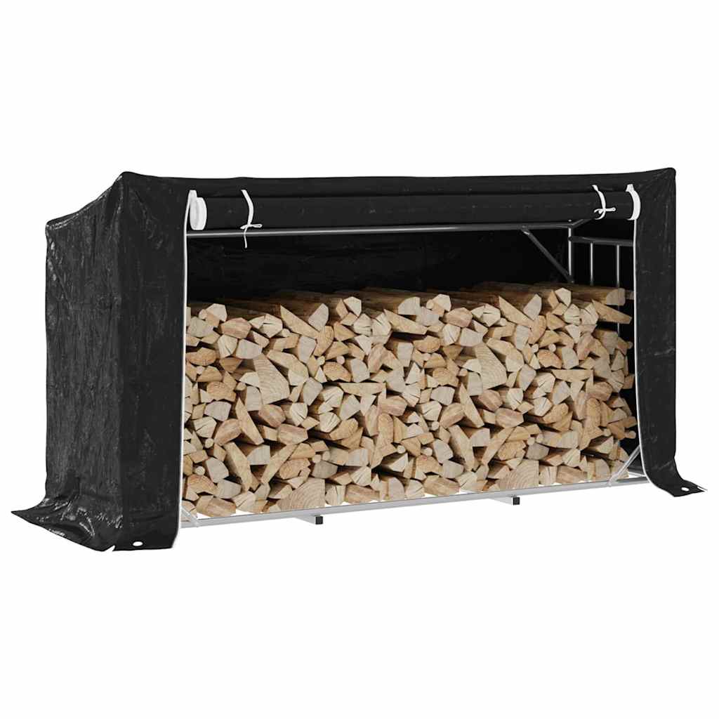 vidaXL Haardhoutrek met regenhoes 100x100x200 cm gegalvaniseerd staal - Aashly