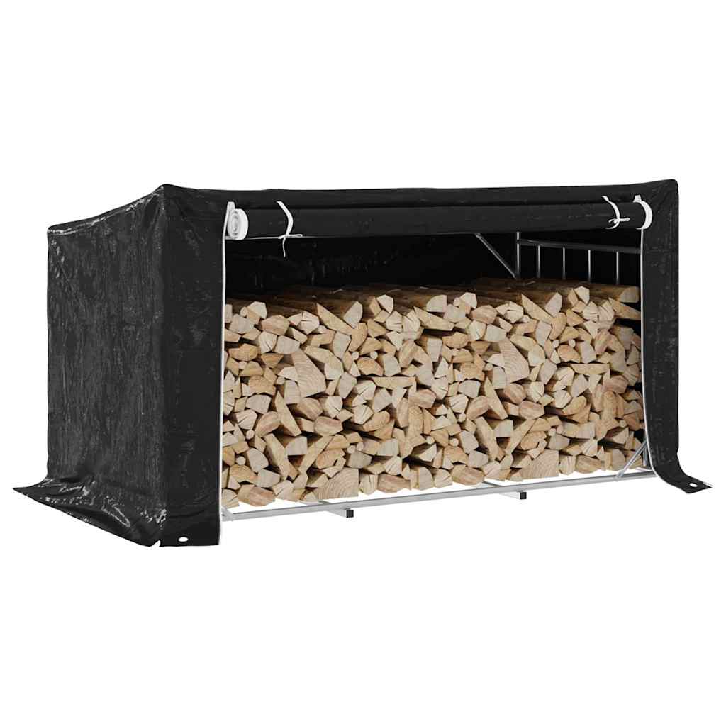 vidaXL Haardhoutrek met regenhoes 100x100x200 cm gegalvaniseerd staal - Aashly