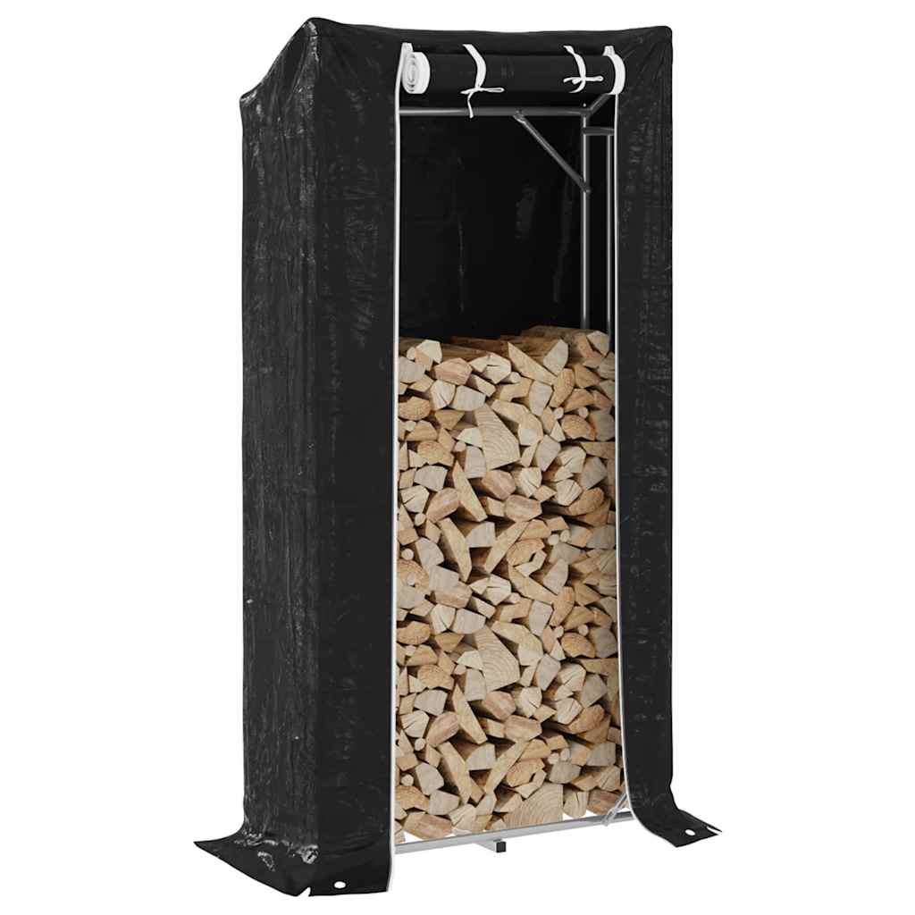 vidaXL Haardhoutrek met regenhoes 100x100x200 cm gegalvaniseerd staal - Aashly