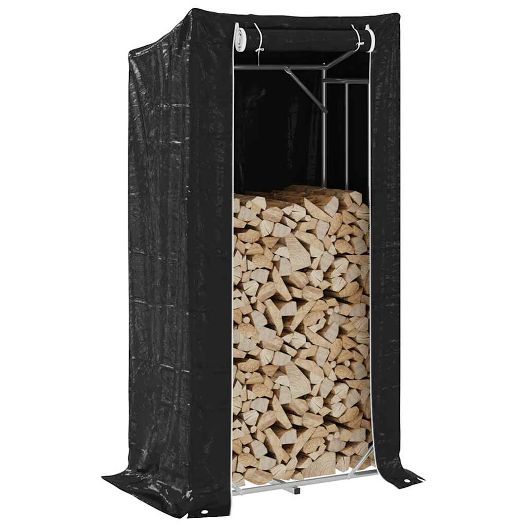 vidaXL Haardhoutrek met regenhoes 100x100x200 cm gegalvaniseerd staal - Aashly