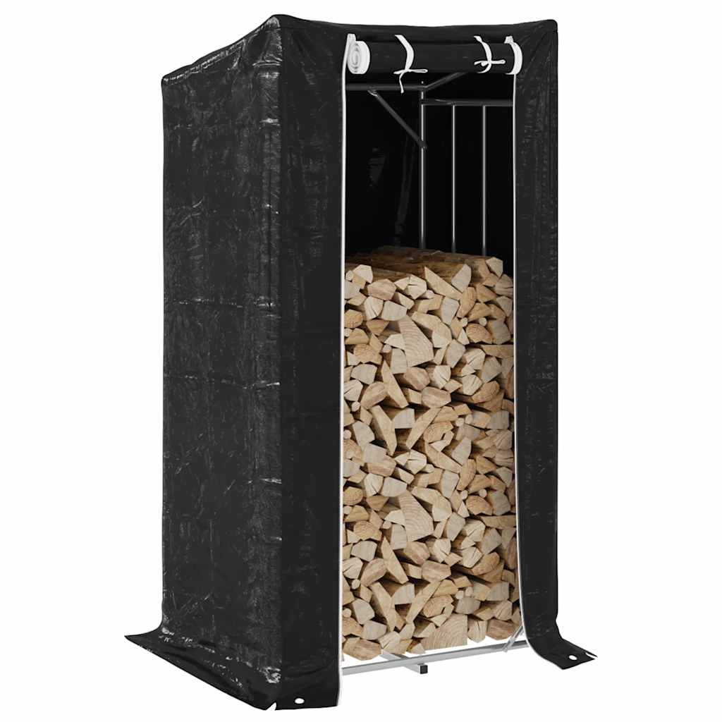 vidaXL Haardhoutrek met regenhoes 100x100x200 cm gegalvaniseerd staal - Aashly