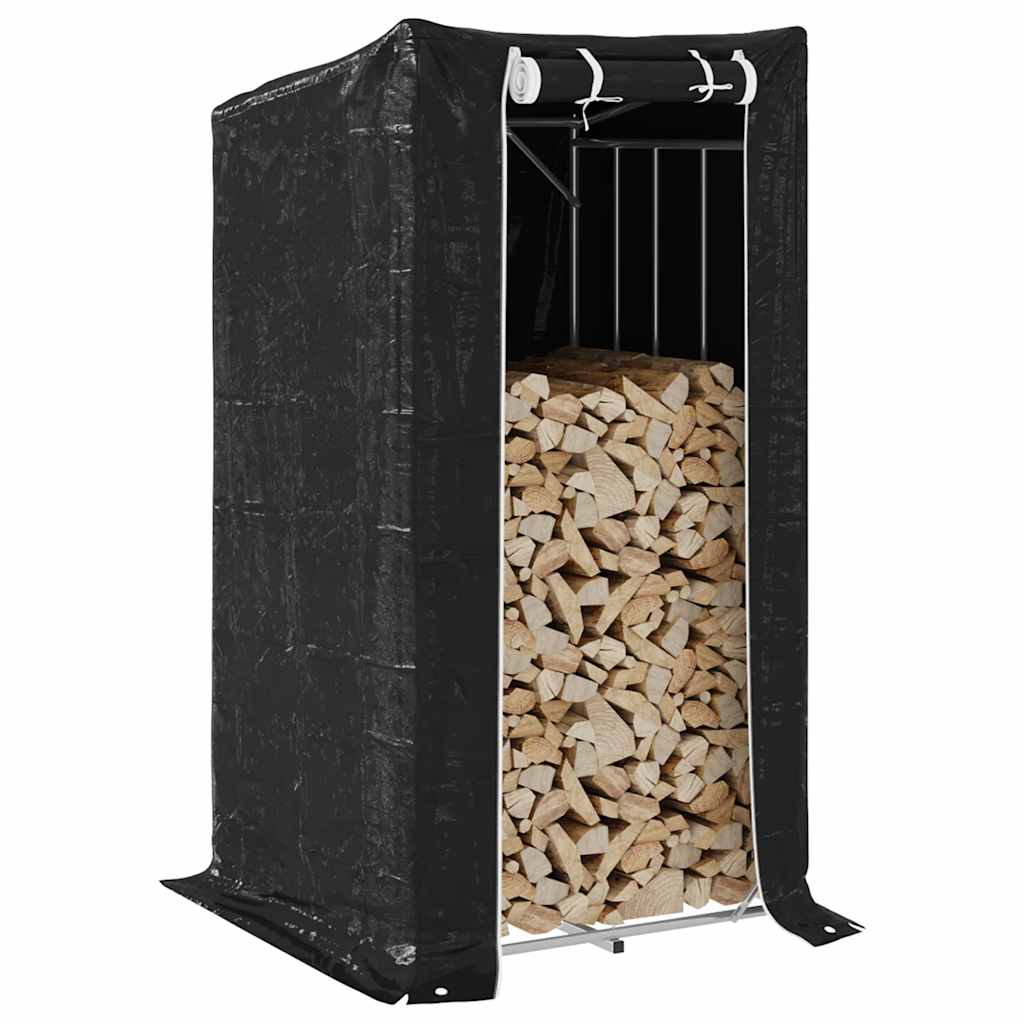 vidaXL Haardhoutrek met regenhoes 100x100x200 cm gegalvaniseerd staal - Aashly
